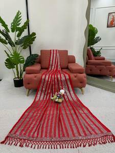 Premium Faux Georgette Designer Saree avec fil et paillettes travail de haute qualité pas cher en vrac en gros chemisier non cousu inclus - Product Image 5