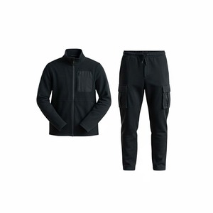 Ensemble de survêtement en coton pour hommes, couleurs personnalisées, poches cargo en nylon, cordon de serrage imperméable, imprimé délavé à l'acide, écologique, respirant - Product Image 5