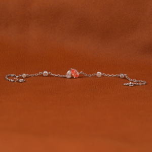 Bracelet tennis minimaliste en or massif 14KT créé par laboratoire en diamant en poire rose et blanche Bracelet en forme de coeur personnalisé - Product Image 3