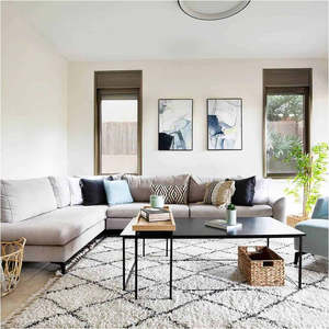 Tapis moderne en coton tissé Impressions géométriques douces à tissage plat aux tons neutres pour les intérieurs urbains New Age Disponible en gros - Product Image 6