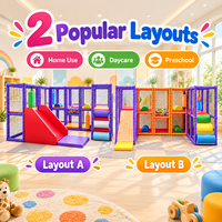 Structure de jeu mobile pour enfants personnalisée, grise, neutre, pastel, colorée, avec piscine à balles, équipement de terrain de jeu intérieur