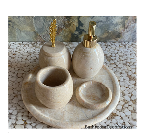 Dispensador de mármol gris, set de baño, soporte de pasta de dientes de mármol redondo de nuevo aspecto, artículo doméstico a la venta - Product Image 3