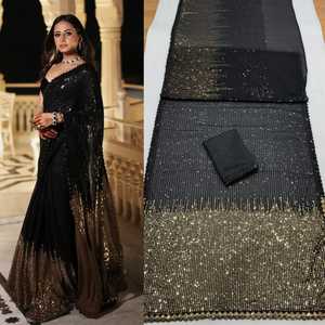 Fashionable Stylish Georgette With Sequins Embroidery Saree Manufacturer And <b>Supply</b> From Surat At Lowest Rate - Product Image 6
