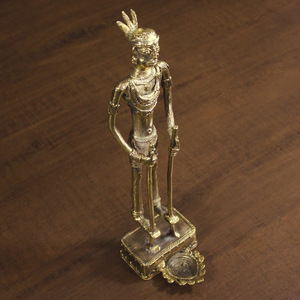 เชิงเทียนโลหะศิลปะ dhokra ทำด้วยมือขนาด13นิ้วเป็นมิตรกับสิ่งแวดล้อมสำหรับเต้น Gedi ของตกแต่งบ้านสำหรับ Diwali - Product Image 5