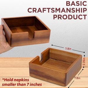 Impresionante dispensador de servilletas de madera de acacia marrón, servilletero de toalla para invitados para cajas de pañuelos de Almuerzo - Product Image 4