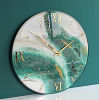 Jam Dinding Model Nautikal Resin Love Dekorasi Rumah Geode Emas Desain Modern Buatan Tangan Kustom