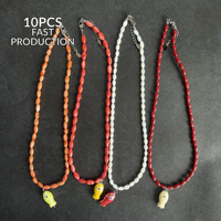 Collier en perles colorées et pierres précieuses avec breloque poisson, fait main, perles de rocaille, bijoux de plage, style côtier mignon, cadeau pour elle