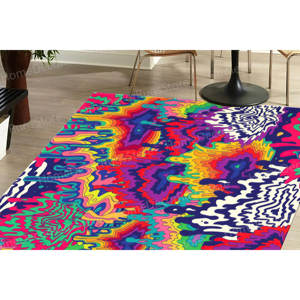 Tapis imprimé psychédélique : moderne, coloré, résistant aux taches, lavable en machine, avec un tapis moelleux - Product Image 4