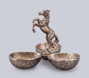 Luxury Metal Horse Decorative <b>Snack</b> <b>Bowl</b> Triple Compartment Dry Fruit & Nut Serving Tray Antique Table Centrepiece - Product Image 2