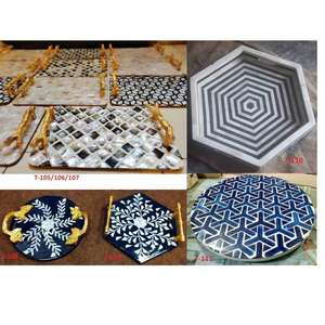 Plateau en bois artisanal moderne et écologique, motif floral, compatible lave-vaisselle et micro-ondes, portable pour la restauration et les restaurants - Product Image 5