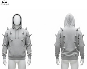 เสื้อฮู้ดผู้ชายสำหรับฤดูหนาวสไตล์สตรีทแวร์ย้อมสีล้วนโพลีเอสเตอร์/ ผ้าฝ้ายกำหนดโลโก้ได้เองคุณภาพสูง - Product Image 3
