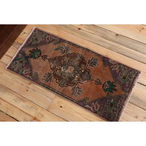 1,3x2,8 ft Turkish Rug, Rug, <b>Brown</b> Plants & trees Rug <b>Wool</b> - Product Image 4