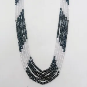 Ultimo gioiello di lusso di moda naturale CZ colore nero perline collana di stringa per le donne uso disponibile a prezzo all'ingrosso