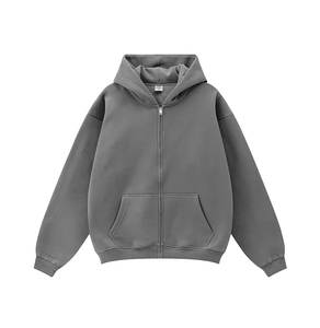 Sweat à capuche unisexe surdimensionné OEM pour homme, broderie personnalisée, polaire épaisse en coton, coupe-vent, éco-responsable, avec fermeture éclair - Product Image 3