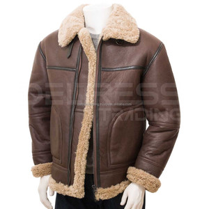 Chaqueta de Cuero Bomber de Piel de Oveja Premium Transpirable para Hombre, con Decoración de Piel, Precio al por Mayor - Product Image 1