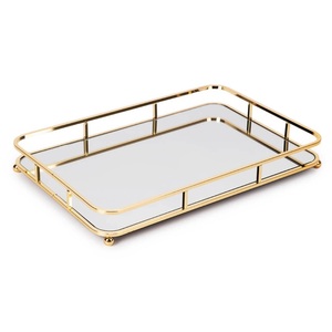 Base de espejo Marco de metal Bandeja decorativa Bandeja de decoración navideña de metal de alta calidad de fabricantes y exportadores de la India. - Product Image 1