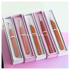 Meilleure pince à épiler pour extensions de cils à pointe en fibre, courbée pour isolation 3D 5D 6D Volume, en acier inoxydable, outil de beauté - Product Image 1