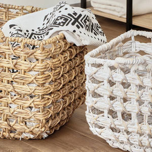 Nouvelle arrivée ensemble de deux pièces de panier décoratif en jacinthe d'eau pour la décoration de la maison avec poignées du Vietnam meilleure vente - Product Image 6