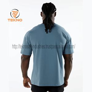 T-shirt surdimensionné 100% coton de haute qualité pour hommes Logo personnalisé sérigraphie respirant léger avec motif solide longue longueur - Product Image 2