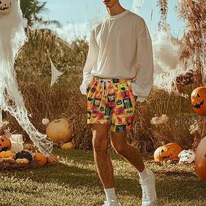 กางเกงขาสั้นกีฬาผู้ชายคุณภาพสูงสไตล์วินเทจสำหรับฤดูร้อน แห้งเร็ว เป็นมิตรกับสิ่งแวดล้อม ระบายอากาศได้ดี รับสกรีนโลโก้ เหมาะสำหรับการฝึกซ้อม วิ่งออกกำลังกาย - Product Image 5