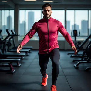 ชุดกีฬาฤดูหนาวของผู้ชายแจ็คเก็ตผ้านิ่มสำหรับฝึกวิ่งวิ่งระบายอากาศได้ดีมีซิปคอตั้งด้านหน้าแบบลำลอง - Product Image 1