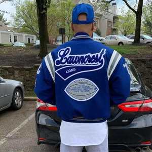 Blouson bombardier d'hiver de baseball avec logo personnalisé grande taille pour hommes vente en gros de style universitaire en peau de vache uni et respirant - Product Image 5