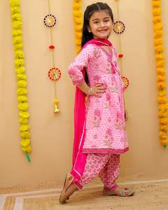 Afghani Shalwar Kurtis Indien Punjabi Pakistanais Patiala Salwar pour enfants filles enfants Mariage Festive Party Wear Dhoti style - Product Image 2