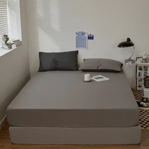 Lençol de cama com elástico 85% algodão, cobertura para colchão, roupa de cama dupla 135/140/160