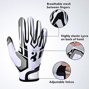 Gants récepteurs de football américain personnalisés pour adultes, résistants à l'usure avec impression de logo, gants de sport de service OEM - Product Image 3