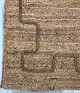 Alfombra ovalada de doble textura hecha a mano de lujo alfombra trenzada de yute con patrón abstracto acabado cosido a mano para uso en interiores - Product Image 1