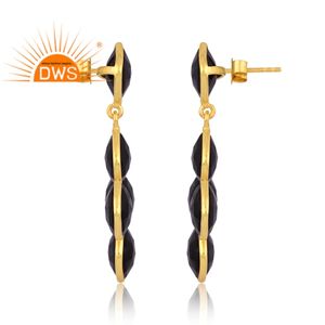 Pendientes colgantes de piedras preciosas de ónix negro Natural chapados en oro de 18 quilates de plata esterlina de última tendencia, fabricante de joyería fina Demi - Product Image 3