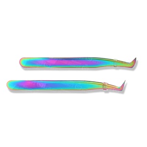 Pinces à volume courbées et droites en acier pur, outils de salon pour cils, étiquette privée OEM, pinces à cils professionnelles pour extensions de cils - Product Image 5