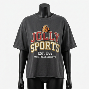 T-shirt oversize pour femme en jersey de coton premium 220 GSM, gris anthracite, streetwear, imprimé graphique, logo personnalisé, séchage rapide - Product Image 3