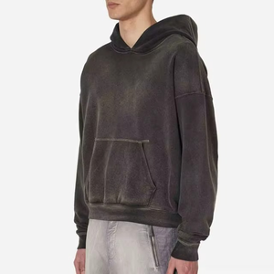 Top Selling Wholesale Men Winter Knitted Fleece Hoodies Acid Wash Street Wear High Quality Custom <b>Design</b> Front 100% Cotton - Product Image 5