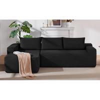 246 cm Schwarzes Cord-L-Form Modulares Cloud-Ecksofa Ohne Montage Chaiselongue-Couch für Wohnzimmer Schlafzimmer Apartment