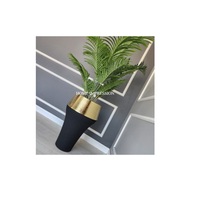 Pot Bunga Modern Berlapis Krom Aluminium untuk Sudut Rumah, Desain Terbaru, Tampilan Mewah, Buatan Tangan, Bunga Artifisial