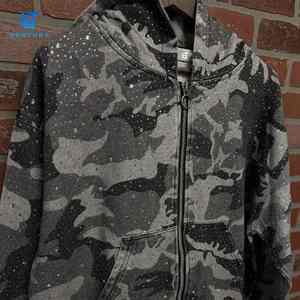 Sudadera con Capucha Personalizada de Estilo Urbano, Estilo Camuflaje, Tejido Grueso de 500 g, Holgada, con Pedrería, Cierre de Cremallera - Product Image 6