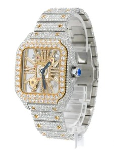 Reloj de Lujo para Hombre, Chapado en Oro Blanco de 18K, Esfera Cuadrada, Automático, con Diamantes Moissanite, Cristal, Estilo Hip Hop - Product Image 5