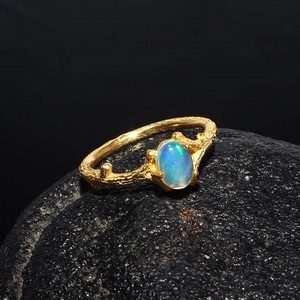 Classic Boho Style <b>Gold</b>-Plated 925 Sterling Silver Ethiopian <b>Opal</b> Branch <b>Ring</b> Women's Prong Setting Birthday Anniversary Bulk - Product Image 5