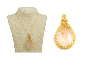 อัญมณีหลายแบบตามธรรมชาติที่มีรูปทรงลูกแพร์ชุบทองทำด้วยมือลวดห่อของขวัญสำหรับจี้เครื่องประดับเจ้าสาวของเธอ - Product Image 5