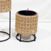 Ensemble de 2 pots à plantes en polyéthylène faits à la main, avec cadre en fer, couleur personnalisée, utilisation intérieure/extérieure, pots à fleurs durables et écologiques pour la maison