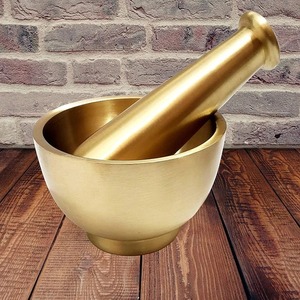 Ensemble de pilon de mortier Imam Dasta en laiton pur Ohkli Musal Kharal pour ustensiles de cuisine 4 pouces utilisation de table pour les espèces de fruits et légumes - Product Image 6