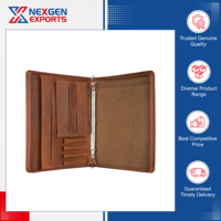 Porte-documents en cuir à 3 anneaux avec fermeture éclair, bloc-notes, protection RFID, taille personnalisable, couleur personnalisée, logo, haute qualité