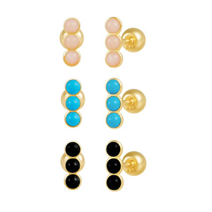 ต่างหูสตั๊ดเม็ดกลมพลอยเพทายทรงลูกบาศก์14K สีทองสำหรับผู้หญิงทันสมัยเครื่องประดับเจาะแบบโรแมนติกขายส่งแบบยอดเยี่ยม - Product Image 1