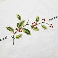 Nappe de Noël Moderne Brodé 100% Coton Personnalisée en Gros, Ourlet Brodé, Lavable et Durable pour Maison, Hôtel, Restaurant