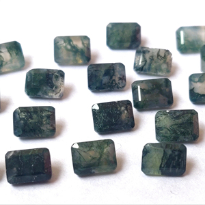 Ágata de musgo natural de alta calidad 3x5mm Octágono facetado de alta calidad-Octágono de ágata de musgo Suelto - Product Image 1