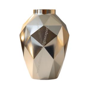 Florero de metal dorado moderno con diseño geométrico facetado, lujoso acento para el hogar, hoteles, bodas y eventos especiales - Product Image 1