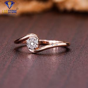 Lab-Stone Party Wear Bague en diamant 0.07 TDW Diamant taille ronde Or rose 18kt Couleur EF-VS - Product Image 2