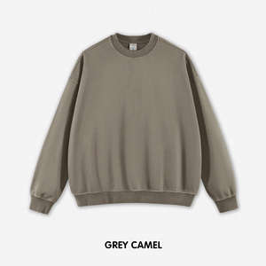 Haute qualité hommes mode poids lourd 420 grammes lavé éponge à capuche couleur unie en détresse pull o-cou sweat - Product Image 2