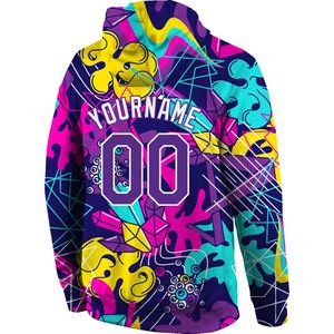 Vente en gros réussie motif Graffiti cousu personnalisé violet-blanc 3D sport pull sweat à capuche - Product Image 3